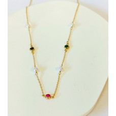 Κολιέ Σε Κίτρινο Χρυσό 9Κ - Χρωματιστά ζιργκον και μαργαριτάρια (N261)